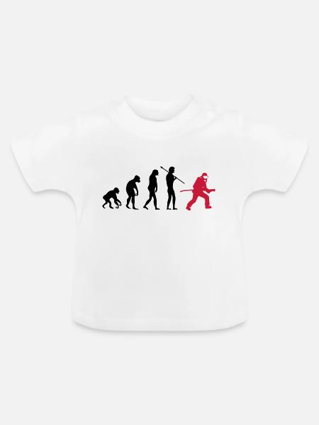 feuerwehr_evolution_02 - Baby Bio-T-Shirt mit Rundhals - Weiß