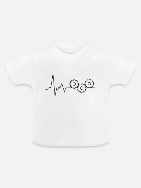 herzschlag zahnräder - Baby Bio-T-Shirt mit Rundhals - Weiß