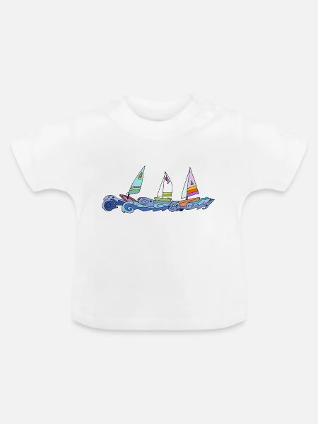 Segelboote - Baby Bio-T-Shirt mit Rundhals - Weiß