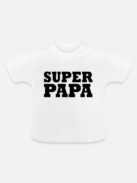 Superpapa - Baby Bio-T-Shirt mit Rundhals - Weiß