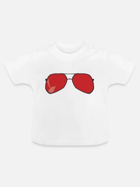 Sonnenbrille - Baby Bio-T-Shirt mit Rundhals - Weiß