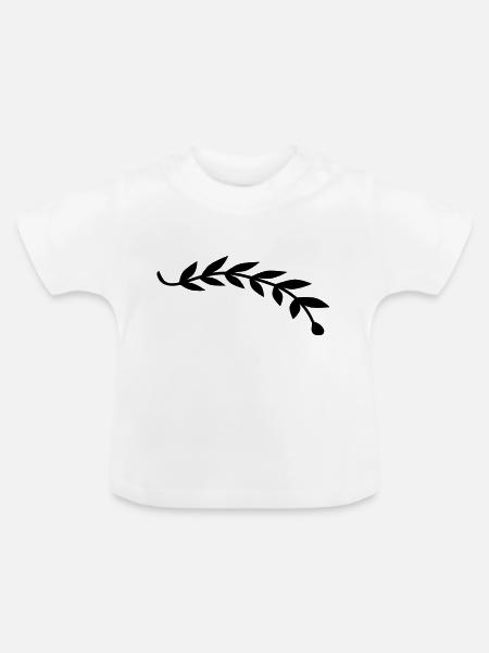 Lorbeerblatt Pflanze Ast - Baby Bio-T-Shirt mit Rundhals - Weiß