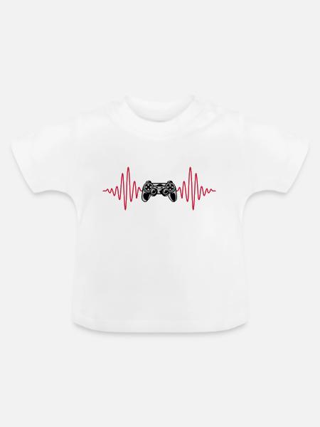 Puls Konsole Retro Controller - Baby Bio-T-Shirt mit Rundhals - Weiß