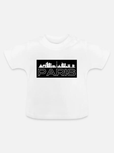 Paris - mit Skyline - Baby Bio-T-Shirt mit Rundhals - Weiß