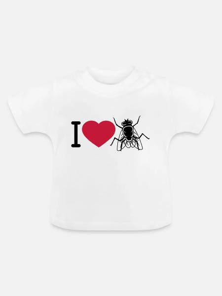 I Love Stubenfliege Herz - Baby Bio-T-Shirt mit Rundhals - Weiß