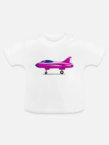 Flugzeug Fahrwerk Pink - Baby Bio-T-Shirt mit Rundhals - Weiß