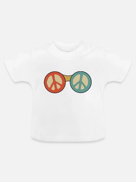 Sonnenbrille Frieden Frieden Symbol - Baby Bio-T-Shirt mit Rundhals - Weiß
