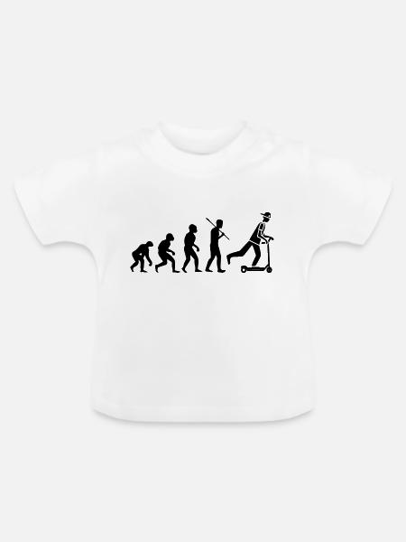 E-Scooter E-Roller Scooter - Baby Bio-T-Shirt mit Rundhals - Weiß