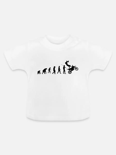 Motocross Evolution black - Baby Bio-T-Shirt mit Rundhals - Weiß