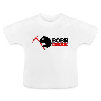 Bobr Alpin Logo Dunkel 2 - Baby Bio-T-Shirt mit Rundhals - Weiß - Vorne