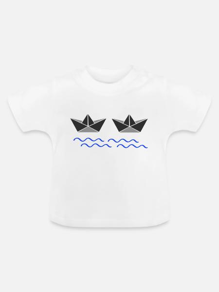 papierboote 02 - Baby Bio-T-Shirt mit Rundhals - Weiß