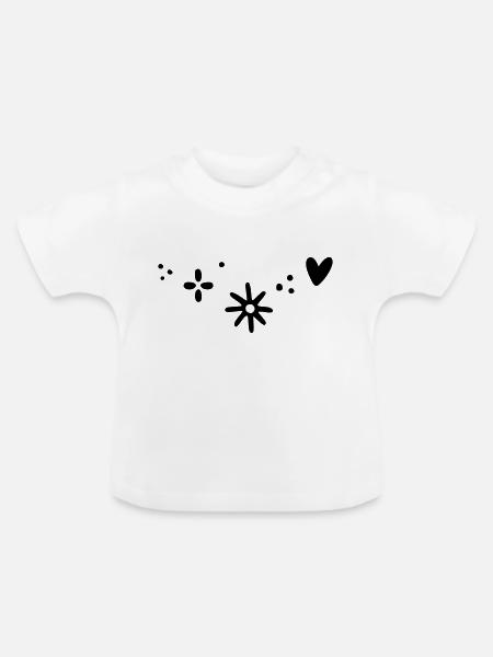 Herz Stern Muster - Baby Bio-T-Shirt mit Rundhals - Weiß