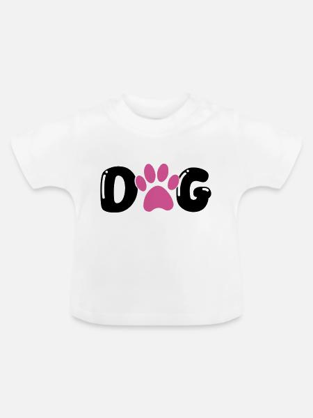 dog pfote - Baby Bio-T-Shirt mit Rundhals - Weiß