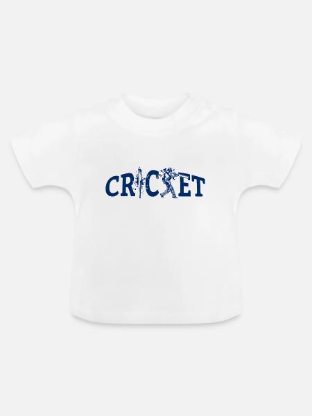 Cricket Lettering with Bat - Kricket - Baby Bio-T-Shirt mit Rundhals - Weiß
