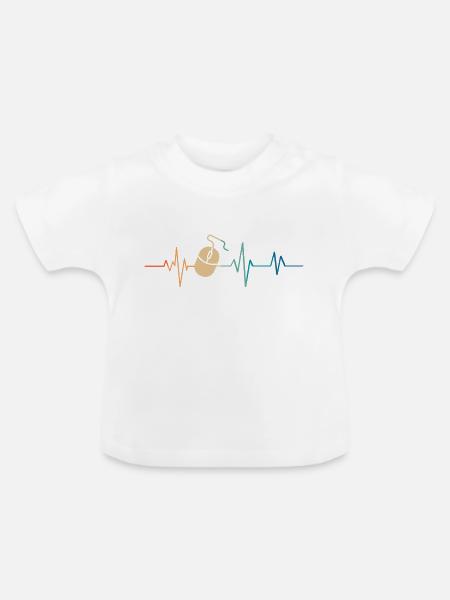 Heartbeat Retro Computermaus - Baby Bio-T-Shirt mit Rundhals - Weiß
