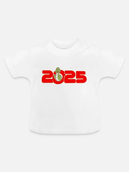 2025 chinesisches Neujahr - Baby Bio-T-Shirt mit Rundhals - Weiß