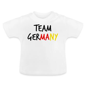 Team Germany, Fußball, Deutschland Flagge - Baby Bio-T-Shirt mit Rundhals - Weiß - Vorne