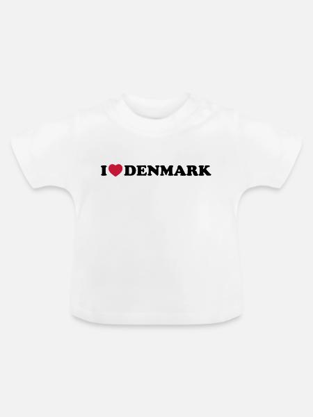 I love Denmark - Baby Bio-T-Shirt mit Rundhals - Weiß