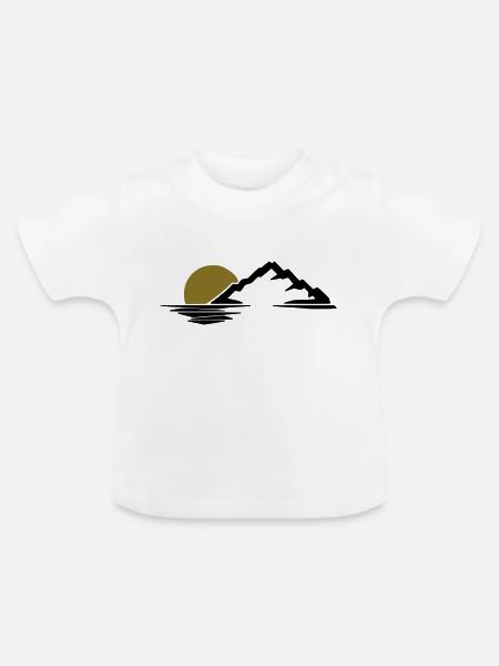 Berge Sonne Insel - Baby Bio-T-Shirt mit Rundhals - Weiß
