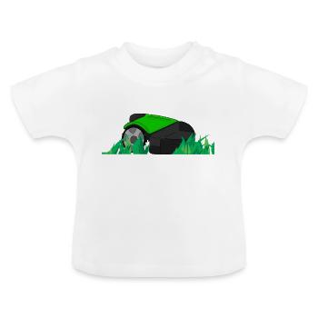 Petit robot tondeuse à gazon - T-shirt bio col rond Bébé - blanc - Devant