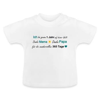 1. Geburtstag Erster Geburtstag 1 - Baby Bio-T-Shirt mit Rundhals - Weiß - Vorne