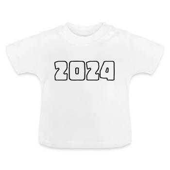 2024 - Jahr - Jahreswechsel - Baby Bio-T-Shirt mit Rundhals - Weiß - Vorne