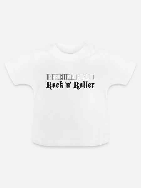 Gitarrengriffbrett groß schwarz - Baby Bio-T-Shirt mit Rundhals - Weiß