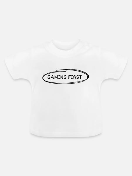 Gaming First - Baby Bio-T-Shirt mit Rundhals - Weiß