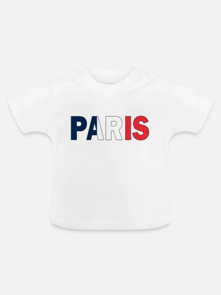 Paris in Nationalfarben - Baby Bio-T-Shirt mit Rundhals - Weiß