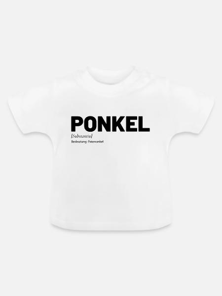 Ponkel Patenonkel Onkel - Baby Bio-T-Shirt mit Rundhals - Weiß