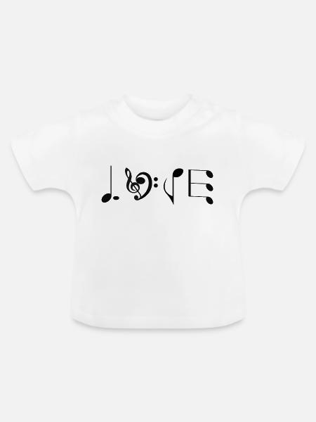 Love Music - originelle Geschenkidee - Baby Bio-T-Shirt mit Rundhals - Weiß