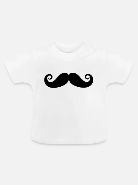 Schnurrbart - Baby Bio-T-Shirt mit Rundhals - Weiß