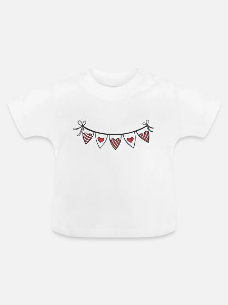 Herzgirlande Herzen - Baby Bio-T-Shirt mit Rundhals - Weiß
