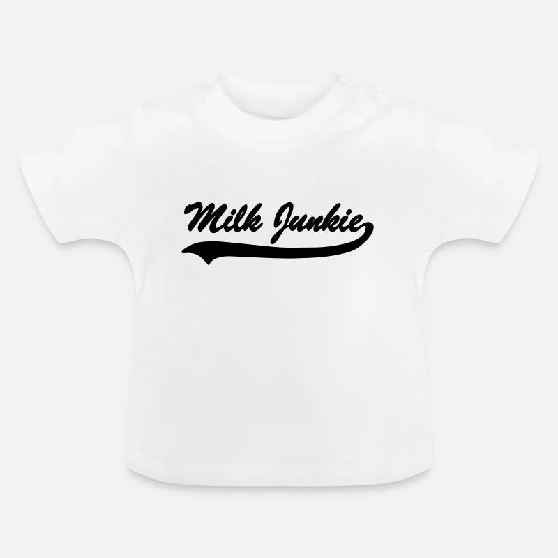 milk junkie - T-shirt bio col rond Bébé - blanc