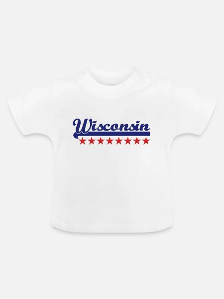 wisconsin - Baby Bio-T-Shirt mit Rundhals - Weiß