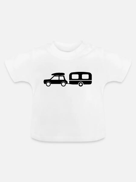 Auto Wohnwagen - Baby Bio-T-Shirt mit Rundhals - Weiß