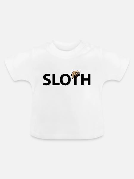 Sloth mit Schriftzug - Baby Bio-T-Shirt mit Rundhals - Weiß