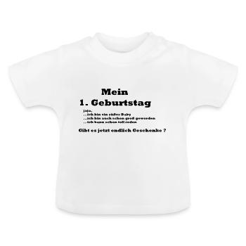 1. Geburtstag - Baby Bio-T-Shirt mit Rundhals - Weiß - Vorne