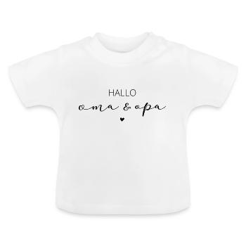 Hallo Oma und Opa / Ihr werdet Großeltern - Baby Bio-T-Shirt mit Rundhals - Weiß - Vorne