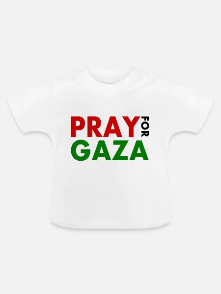 Pray for gaza - Baby Bio-T-Shirt mit Rundhals - Weiß
