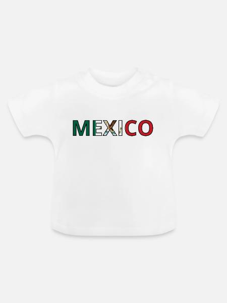 Mexiko-Stadt Flagge - Baby Bio-T-Shirt mit Rundhals - Weiß