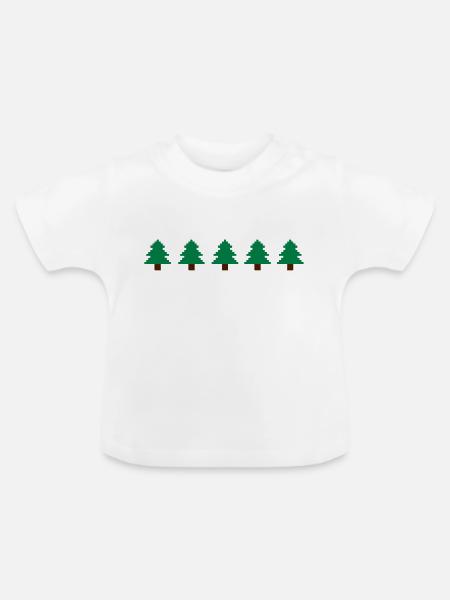 Weihnachtsbäume Pixel - Baby Bio-T-Shirt mit Rundhals - Weiß
