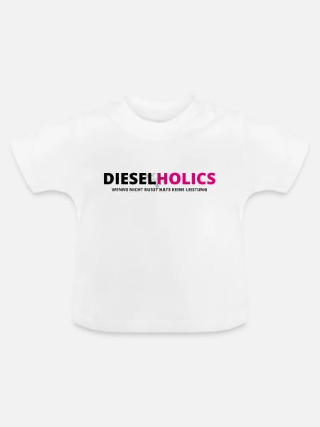 Dieselholics schwarz pink - Baby Bio-T-Shirt mit Rundhals - Weiß
