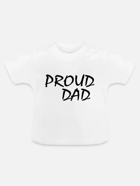 Proud dad - Baby Bio-T-Shirt mit Rundhals - Weiß