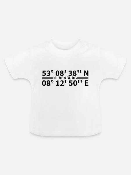Oldenburg Koordinaten - Baby Bio-T-Shirt mit Rundhals - Weiß