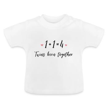 Twins born together - Baby Bio-T-Shirt mit Rundhals - Weiß - Vorne
