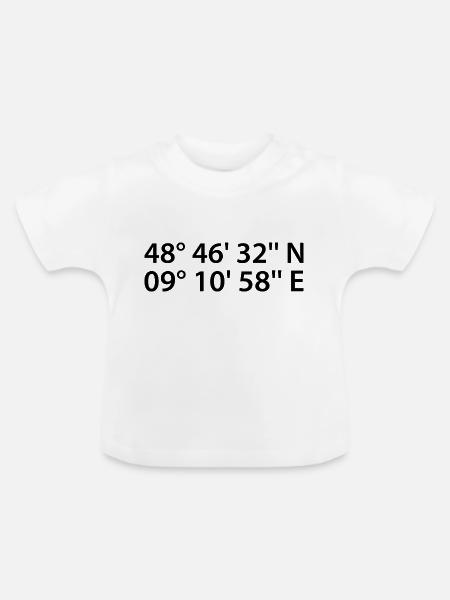 Stuttgart Koordinaten - Baby Bio-T-Shirt mit Rundhals - Weiß