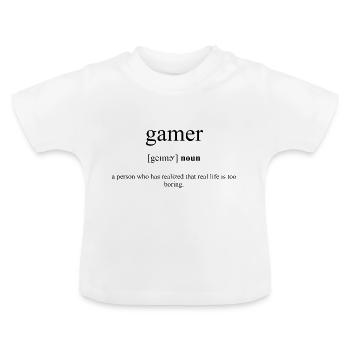 Gamer (Zocker) Definition Dictionary - Baby Bio-T-Shirt mit Rundhals - Weiß - Vorne