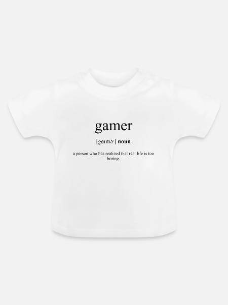 Gamer (Zocker) Definition Dictionary - Baby Bio-T-Shirt mit Rundhals - Weiß