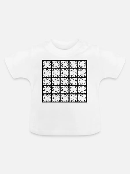 Quadratisches Dekor - Baby Bio-T-Shirt mit Rundhals - Weiß